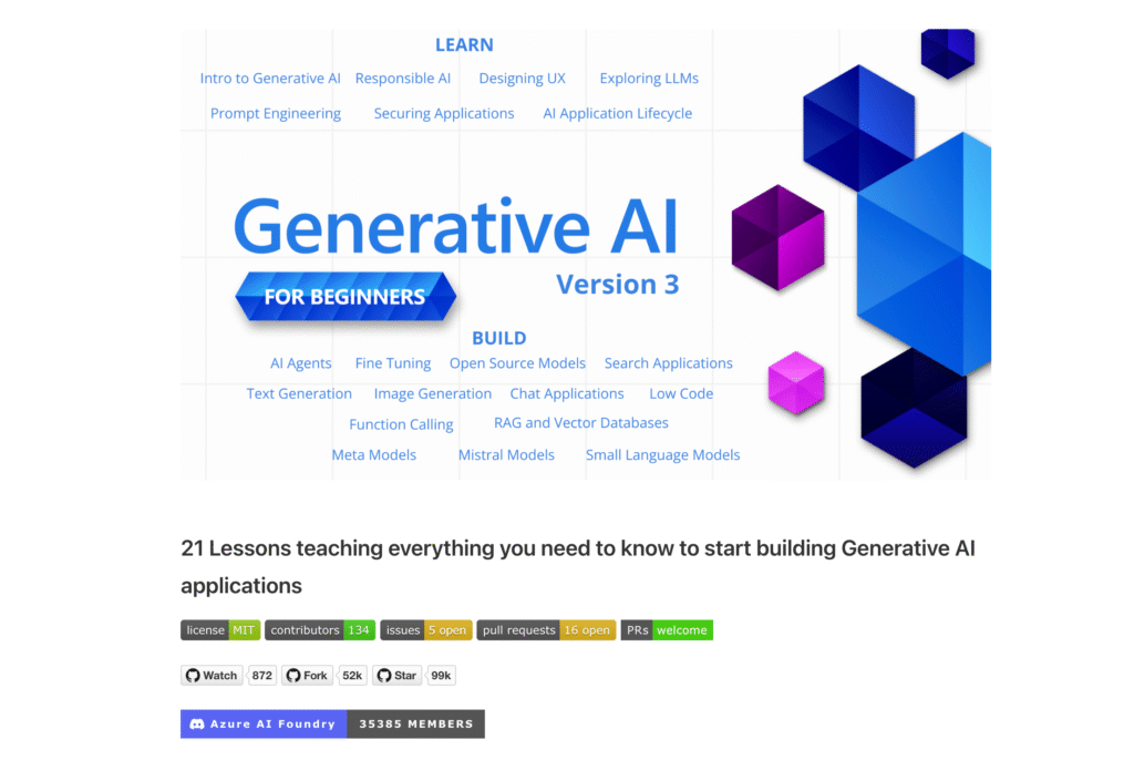 Microsoft’s free Generative AI learning path is a collection of 18 short lessons that introduce you to generative AI step by step.